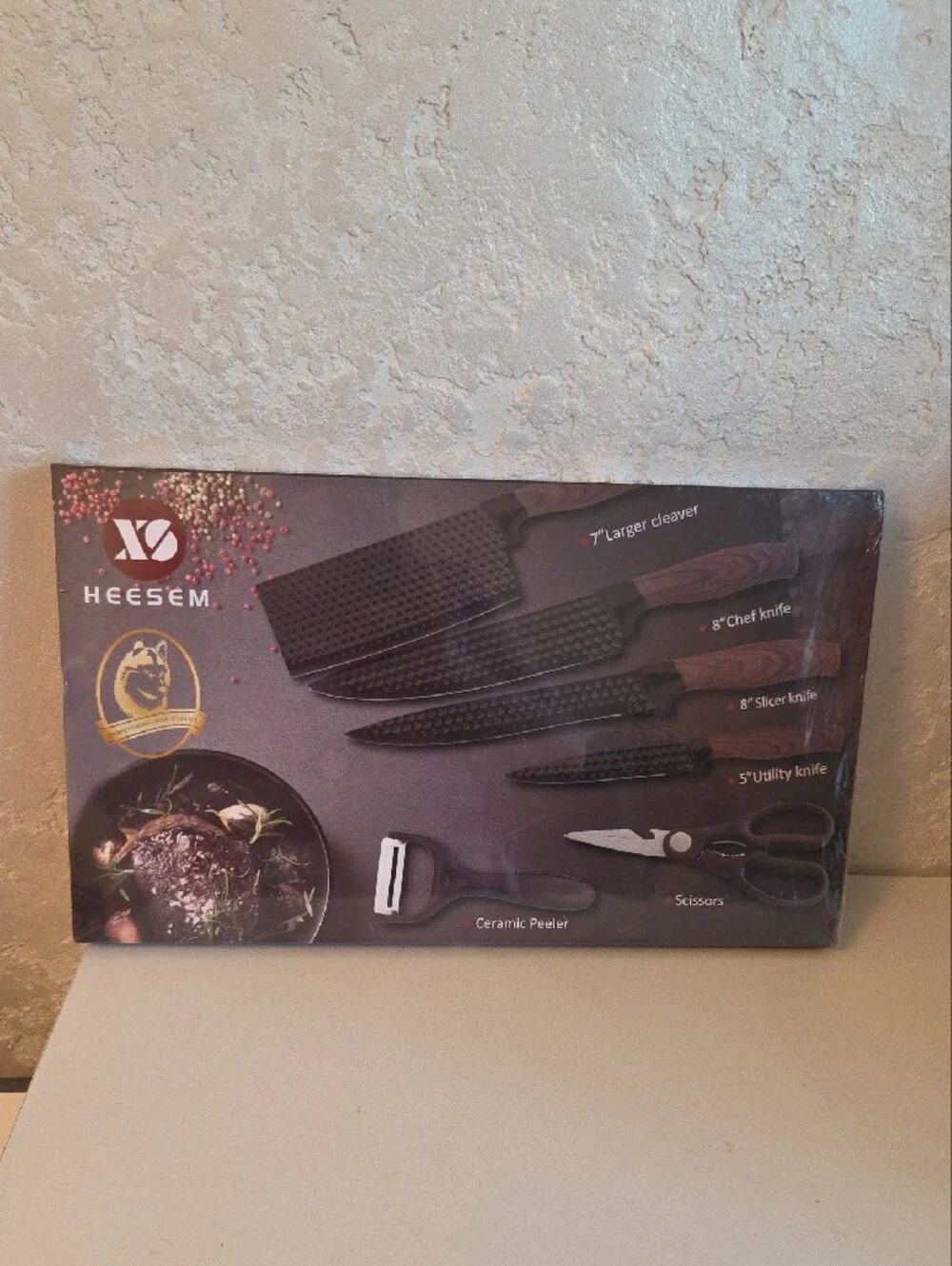 6-Piece Knife and Tool Set in Black - Nonstick Textured Blades